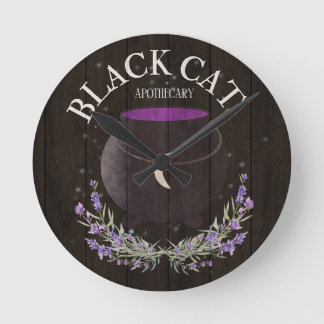 Black Cat Apothecary Runde Wanduhr