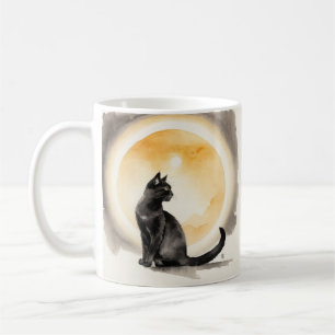 Black Cat Aquarell Kaffeetasse