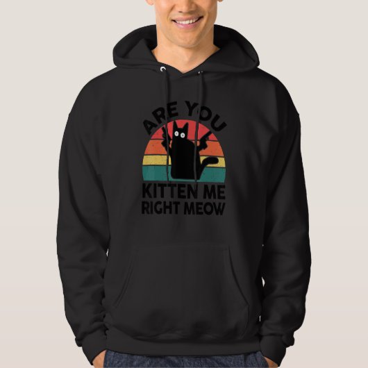 Black Cat Are You Kitten Me Right Meow Kitten Hoodie (Vorderseite)