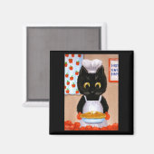 Black Cat Art Apple Magnet Creationarts Lisa Adams (Vorderseite/Rückseite)