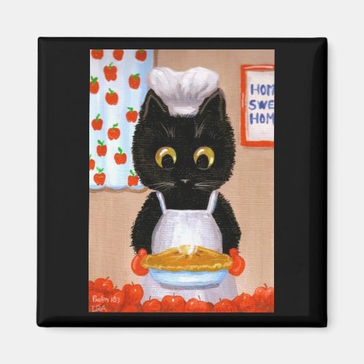 Black Cat Art Apple Magnet Creationarts Lisa Adams (Vorne)