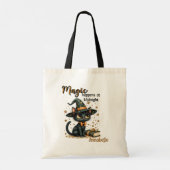 Black Cat Art Bag, Niedliches Halloween Tragetasche (Rückseite)