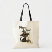 Black Cat Art Bag, Niedliches Halloween Tragetasche (Vorne)