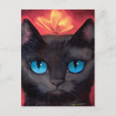 Black Cat Art & Butterfly - Multi Postkarte (Vorderseite)