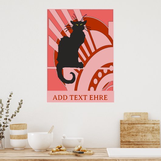 Black Cat Art Deco Poster (Küche)
