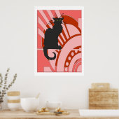Black Cat Art Deco Poster (Küche)