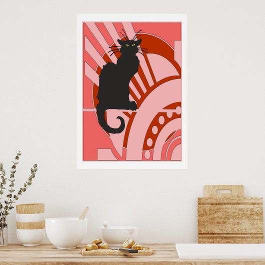 Black Cat Art Deco Poster (Küche)