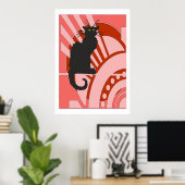 Black Cat Art Deco Poster (Heimbüro)