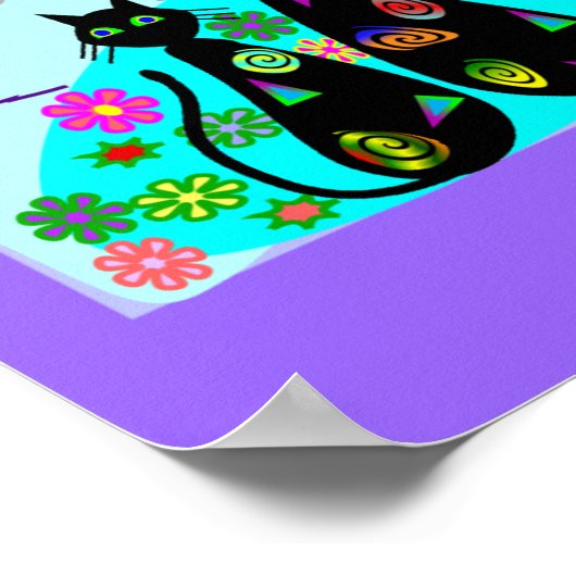 Black Cat Art "Fantasy Cats of Summer" Poster (Ecke)