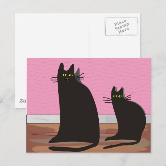 Black Cat Art Geschenke Postkarte (Vorne/Hinten)