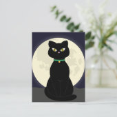 BLACK CAT ART NIGHT MOON Postkarte (Stehend Vorderseite)
