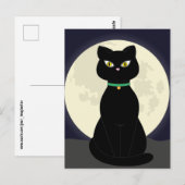 BLACK CAT ART NIGHT MOON Postkarte (Vorne/Hinten)