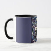 Black Cat Art Nouveau Lila und blau Tasse (Links)