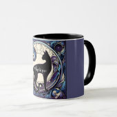 Black Cat Art Nouveau Lila und blau Tasse (VorderseiteRechts)