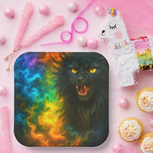 Black Cat Art Pappteller (Party)