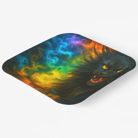 Black Cat Art Pappteller (Gewinkelt)