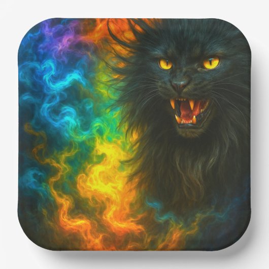 Black Cat Art Pappteller (Vorderseite)