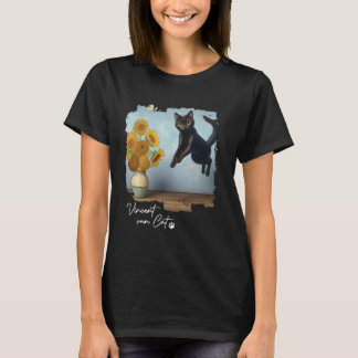 Black Cat Art Sonnenblumen, Vincent van Cat, Funny T-Shirt