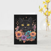 Black Cat Art Sticker1 Karte (Gelbe Blume)