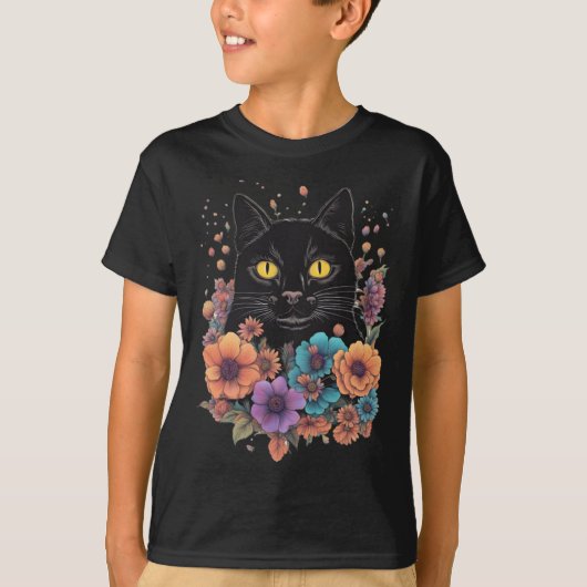 Black Cat Art Sticker1 T-Shirt (Vorderseite)