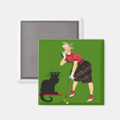 Black Cat at Golf Magnet (Vorderseite/Rückseite)