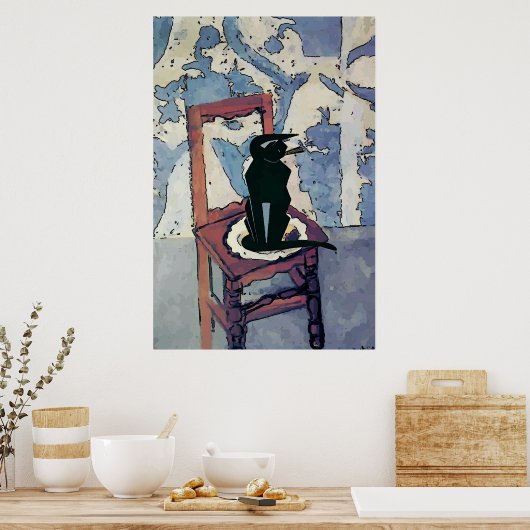 Black Cat auf dem Stuhl Poster (Küche)