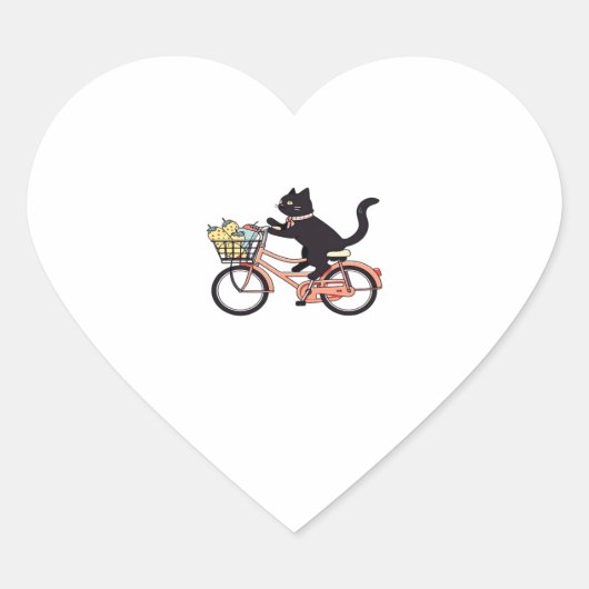 Black Cat auf einem Fahrrad Black Cat Art Classic Herz-Aufkleber (Vorderseite)