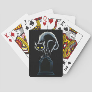 Black Cat auf Grabstein Design Poker Playing Cards Spielkarten