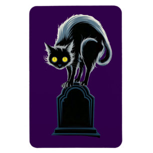 Black Cat auf Grabstein Lila Magnet