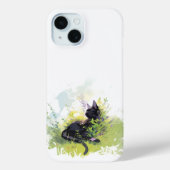 Black Cat auf Grass iPhone 15 Selten Es Fall Case-Mate iPhone Hülle (Rückseite)