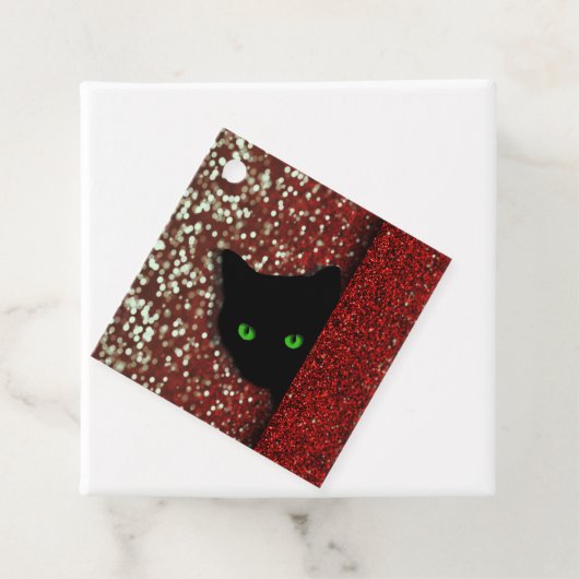 Black Cat auf Imitaten Glitzer Weihnachtsgeschenk- Geschenkanhänger (Beispiel)