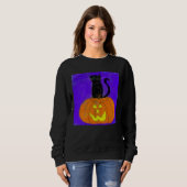 Black Cat auf Pumpkin Abstrakte Halloween Art Sweatshirt (Vorne ganz)
