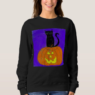 Black Cat auf Pumpkin Abstrakte Halloween Art Sweatshirt