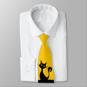Black Cat auf Yellow Sporty Men's Krawatte