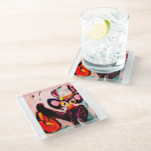 Black cat autumn room  glasuntersetzer (Schrägansicht)