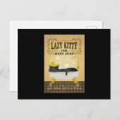 Black Cat Badeseife Lazy Kitty Cat Funny Black Cat Postkarte (Vorne/Hinten)