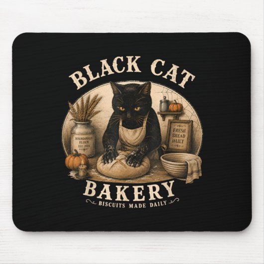 Black Cat Bakery Biscuits Täglich Gebacken Cat Mousepad (Vorne)