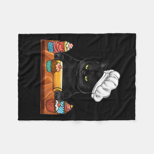 Black Cat Baking Because Murder Is Wrong Cat Lover Fleecedecke (Vorderseite (Horizontal))