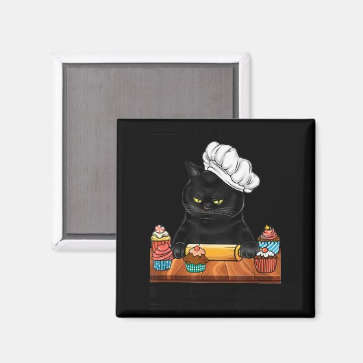 Black Cat Baking Because Murder Is Wrong Cat Lover Magnet (Vorderseite/Rückseite)