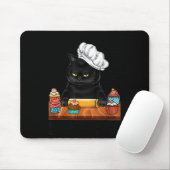 Black Cat Baking Because Murder Is Wrong Cat Lover Mousepad (Mit Mouse)