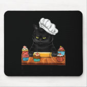 Black Cat Baking Because Murder Is Wrong Cat Lover Mousepad (Vorne)