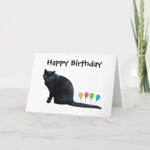Black Cat Balloons Geburtstagkarte Karte