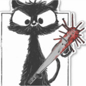 Black Cat Baseball Horror Halloween Aufkleber (Vorderseite)