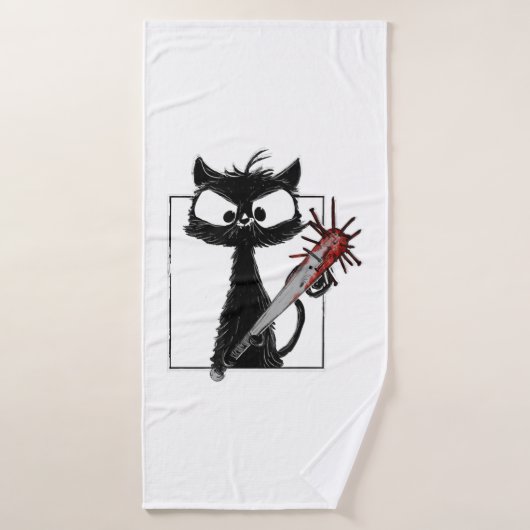 Black Cat Baseball Horror Halloween Badehandtuch (Badehandtuch)