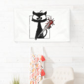 Black Cat Baseball Horror Halloween Banner (Insitu)