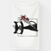 Black Cat Baseball Horror Halloween Banner (Vertikal)