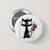 Black Cat Baseball Horror Halloween Button (Vorne & Hinten)