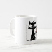 Black Cat Baseball Horror Halloween Kaffeetasse (Vorderseite Links)