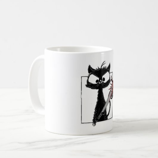 Black Cat Baseball Horror Halloween Kaffeetasse (Vorderseite Links)