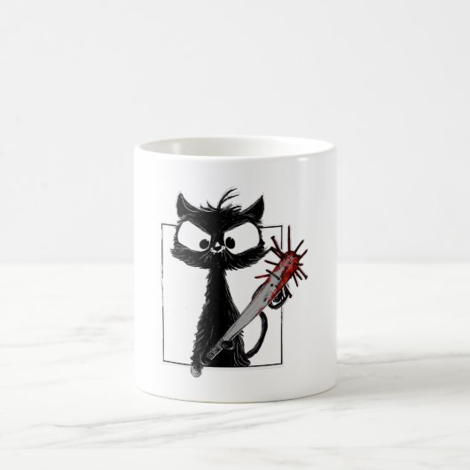 Black Cat Baseball Horror Halloween Kaffeetasse (Mittel)